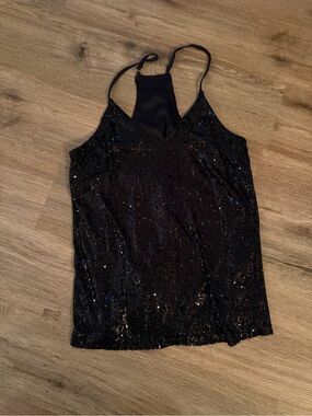 Black Sequin Cami Tank Top - Women